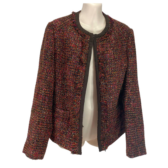 Chico's Jackets & Blazers - Chico's Blazer Jacket Work Career Brown Metallic Tweed Rainbow Size 1 M 8